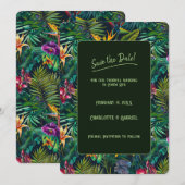 Invitation Fleurs Tropicales Enregistrez la Date  (Devant / Derrière)