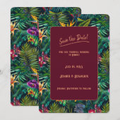 Invitation Fleurs Tropicales Enregistrez la Date  (Devant / Derrière)