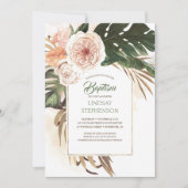 Invitation Fleurs tropicales et Baptême de feuille de palme s (Devant)