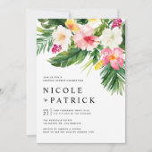 Invitation Fleurs tropicales et Couples vertes Douche (Devant)