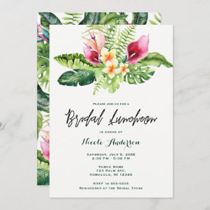 Invitation Fleurs tropicales et déjeuner Feuille floral
