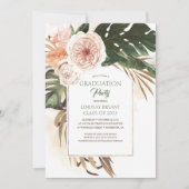 Invitation Fleurs tropicales et feuilles de palme séchées (Devant)