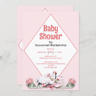 Invitation Fleurs tropicales et Flamant rose Baby shower pers