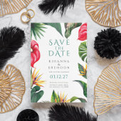 Invitation Fleurs tropicales et mariage des Feuilles Enregist