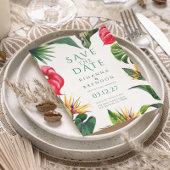 Invitation Fleurs tropicales et mariage des Feuilles Enregist