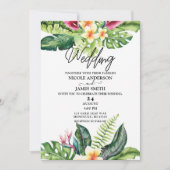 Invitation Fleurs tropicales et Mariage floral Feuille (Devant)