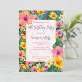 Invitation Fleurs tropicales et oiseaux couleurs vives annive (Debout devant)