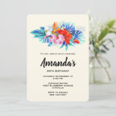 Invitation Fleurs tropicales exotiques en rose et aqua (Debout devant)