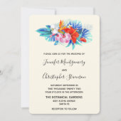 Invitation Fleurs tropicales exotiques - Mariage rose et aqua (Devant)