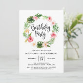 Invitation Fleurs tropicales fête d'anniversaire (Debout devant)