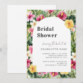 Invitation Fleurs tropicales Fête des mariées colorée (Devant / Derrière)