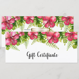 Invitation Fleurs Tropicales Feuilles d'Hibiscus Certificat-C