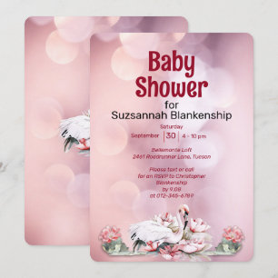 Invitation Fleurs tropicales & Flamant rose Baby Shower perso