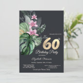 Invitation Fleurs tropicales foncées 60e anniversaire (Debout devant)