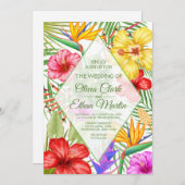 Invitation Fleurs tropicales géométriques (Devant / Derrière)