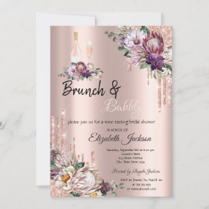 Invitation Fleurs Tropicales Gouttes Rose Gold Brunch & Bubbl