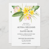 Invitation Fleurs tropicales Hawaii Beach Mariage romantique (Devant / Derrière)