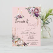 Invitation Fleurs tropicales Lèvres Brunch rose & Bubbly (Debout devant)