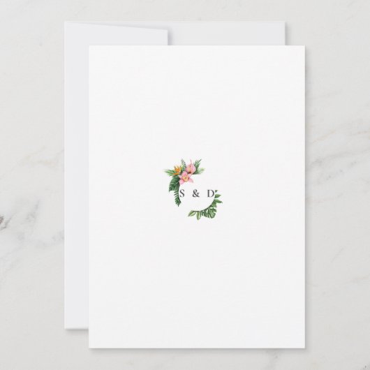 Invitation Fleurs tropicales luxuriantes Mariage en fleurs (Dos)