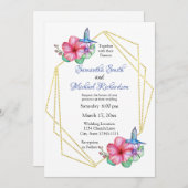 Invitation Fleurs tropicales Mariage de colibris (Devant / Derrière)