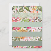 Invitation Fleurs tropicales Mariage de rayures de menthe (Dos)