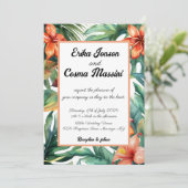 Invitation Fleurs tropicales Mariage exotique (Debout devant)