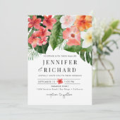Invitation Fleurs tropicales Mariage Feuille (Debout devant)