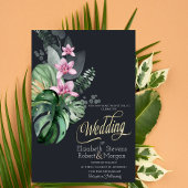 Invitation Fleurs tropicales Mariage foncé