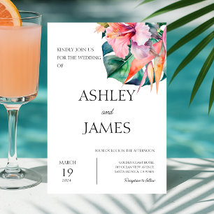 Invitation Fleurs tropicales modernes Mariage de verdure