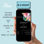 Invitation Fleurs tropicales modernes noires Mariage de verdu