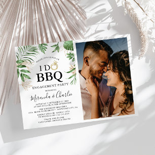 Invitation Fleurs tropicales & Or 'Je fais du BBQ' Photo de c