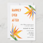 Invitation Fleurs tropicales Orange Mariage de script moderne (Devant)