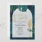 Invitation Fleurs tropicales Palm Feuille verre de champagne (Devant)