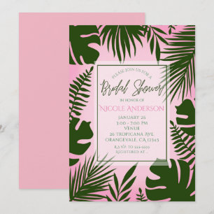 Invitation Fleurs tropicales roses et vertes Fête de mariage