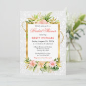 Invitation Fleurs tropicales roses Fête des mariées à huile d (Debout devant)