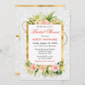 Invitation Fleurs tropicales roses Fête des mariées à huile d (Devant / Derrière)