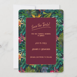 Invitation Fleurs Tropicales Sauvegarder la Date 
