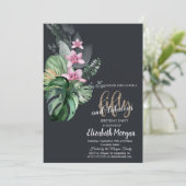 Invitation Fleurs tropicales Sombre 50e anniversaire (Debout devant)