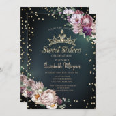 Invitation Fleurs tropicales Tiara Diamants Vert doux 16 (Devant / Derrière)