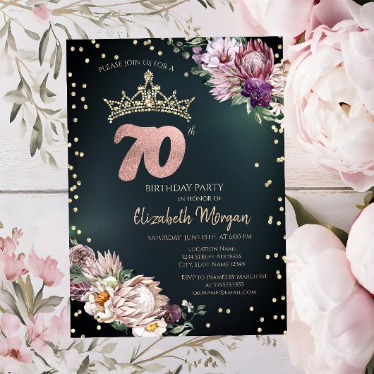 Invitation Fleurs tropicales Tiara Diamonds Vert 70e