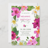 Invitation Fleurs tropicales vibrantes anniversaire (Devant)