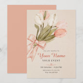 Invitation Fleurs tulipes pastel (Devant / Derrière)