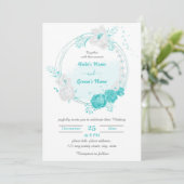 Invitation fleurs turquoise et blanche mariage de couronne bo (Debout devant)