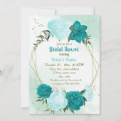 Invitation fleurs turquoise vert feuille nuptiale (Devant)