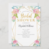 Invitation Fleurs Turquoises roses Fête des mariées de cadre (Devant)