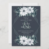 Invitation Fleurs Turquoises Vintages Élégantes (Devant)
