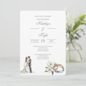 Invitation Fleurs verdure avec alliance Mariage espagnol (Debout devant)