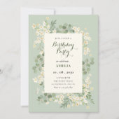 Invitation Fleurs vert pastel  (Devant)