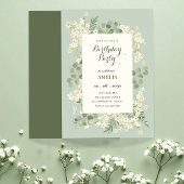 Invitation Fleurs vert pastel 