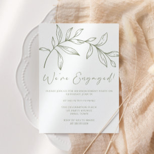 Invitation Fleurs Vert Sauge Mariage Bohème